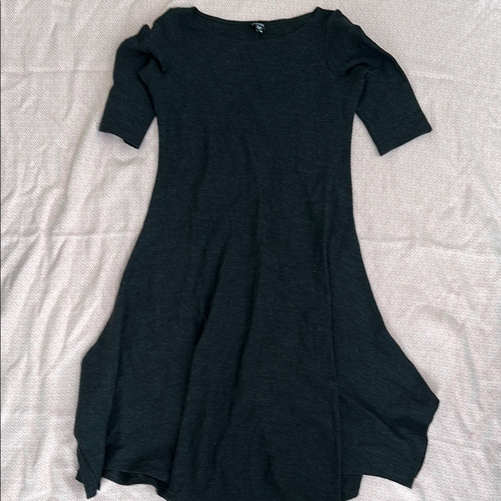 Eileen Fisher Black Asymmetrical Fit and Flare Dress